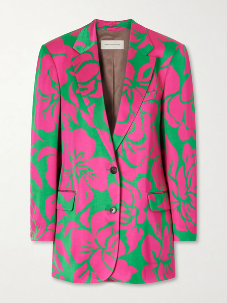  Dries Van Noten Dries Van Noten - Floral-print Satin Blazer - Green 