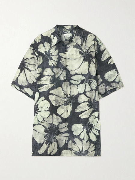  Dries Van Noten Dries Van Noten - Floral-print Silk-voile Shirt - Gray 