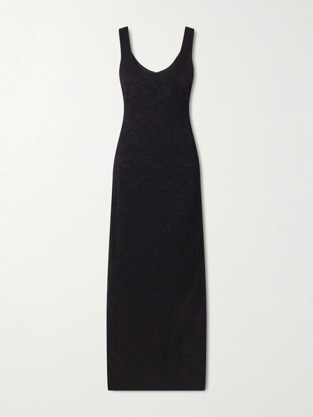  Dries Van Noten Dries Van Noten - Floral-printed Jacquard Maxi Dress - Black 