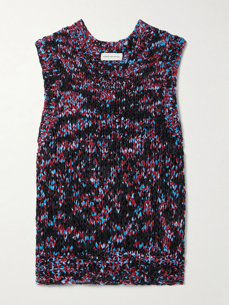  Dries Van Noten Dries Van Noten - Frayed Printed Cotton Vest - Multi 