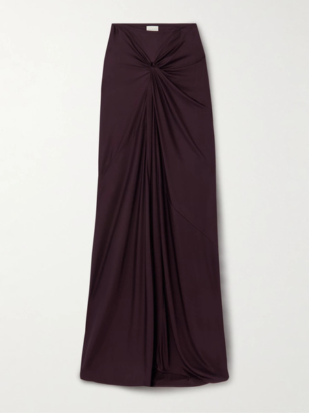  Dries Van Noten Dries Van Noten - Gathered Jersey Maxi Skirt - Dark Brown 