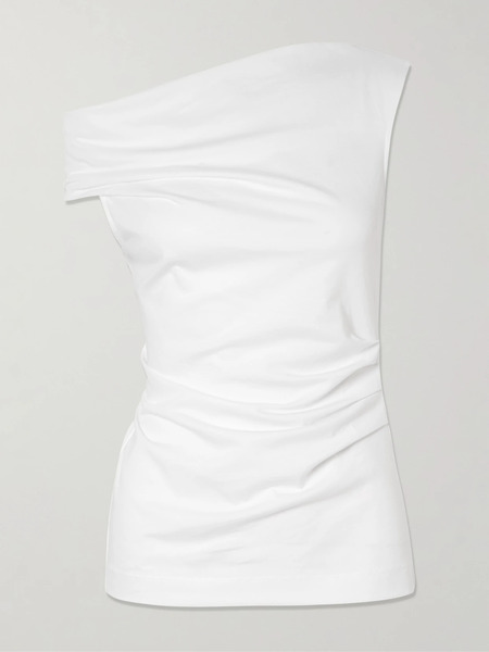  Dries Van Noten Dries Van Noten - Henray Off-the-shoulder Draped Cotton-jersey Top - White 
