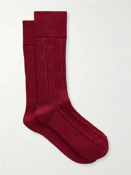  Dries Van Noten Dries Van Noten - Jacquard-knit Cotton-blend Socks - Burgundy 