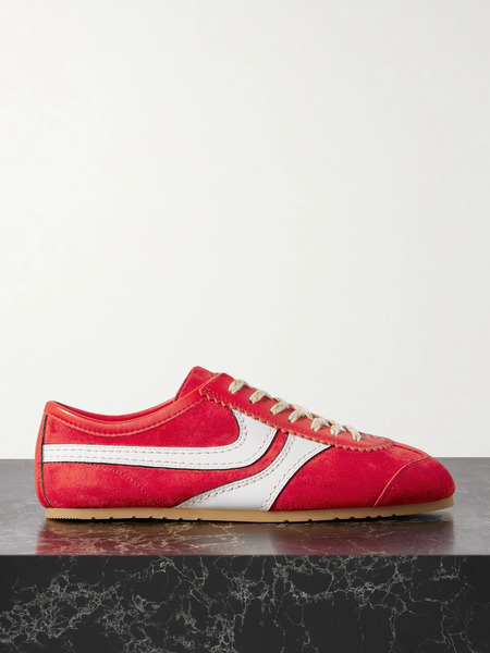  Dries Van Noten Dries Van Noten - Leather-trimmed Suede Sneakers - Red 
