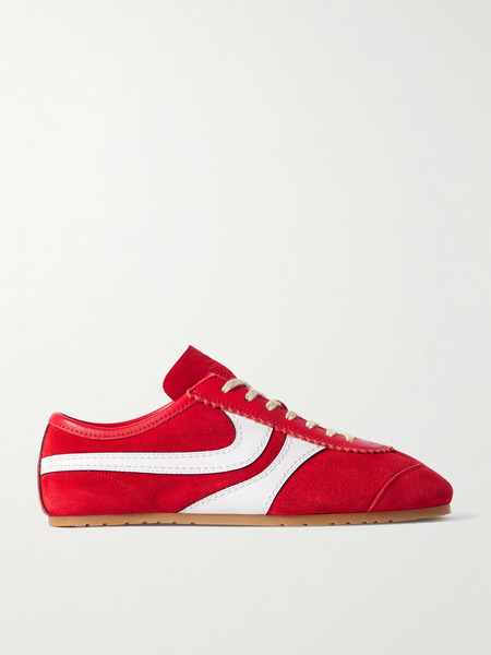  Dries Van Noten Dries Van Noten - Leather-trimmed Suede Sneakers - Red 