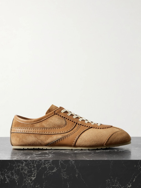  Dries Van Noten Dries Van Noten - Leather-trimmed Suede Sneakers - Tan 