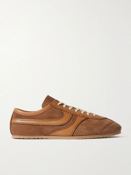  Dries Van Noten Dries Van Noten - Leather-trimmed Suede Sneakers - Tan 
