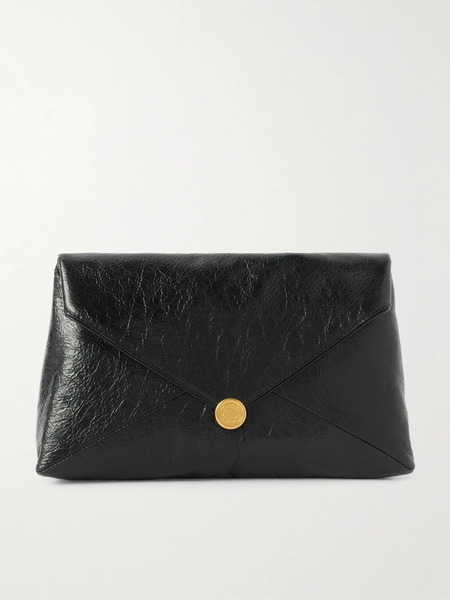  Dries Van Noten Dries Van Noten - Medium Textured-leather Clutch - Black 