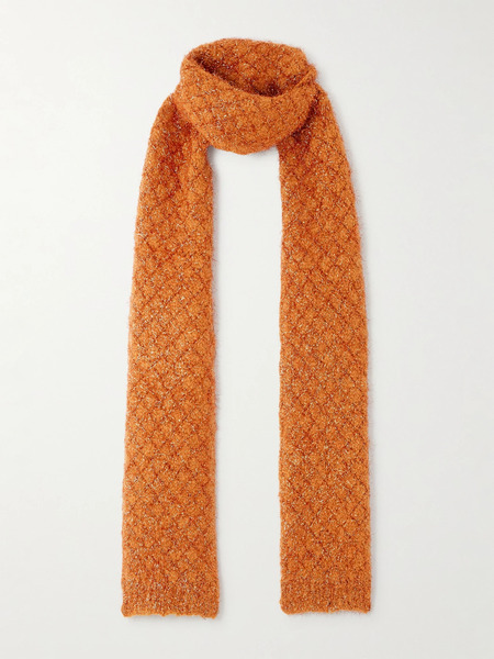  Dries Van Noten Dries Van Noten - Metallic Wool-blend Scarf - Orange 