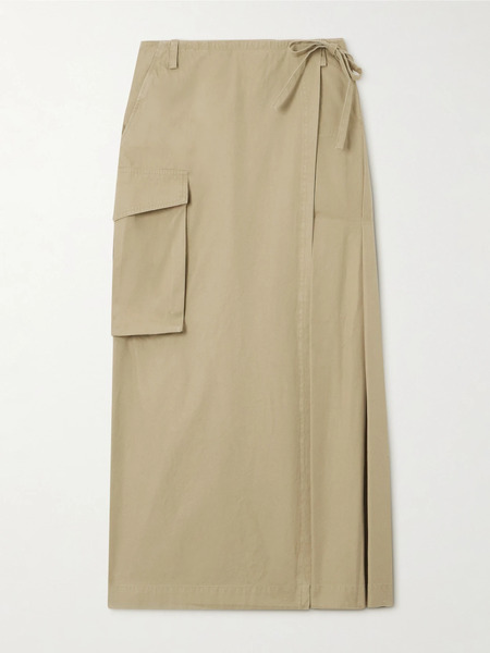  Dries Van Noten Dries Van Noten - Pleated Cotton-twill Maxi Wrap Skirt - Neutral 