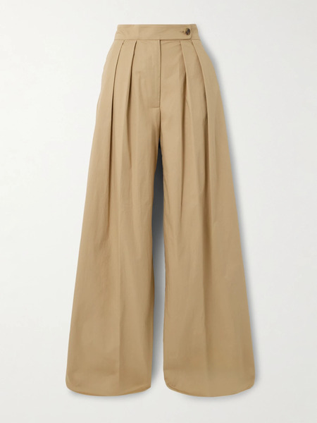  Dries Van Noten Dries Van Noten - Pleated Cotton-twill Wide-leg Pants - Beige 
