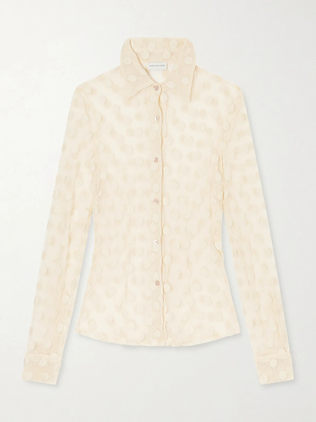  Dries Van Noten Dries Van Noten - Polka-dot Cotton-blend Tulle Shirt - Ecru 