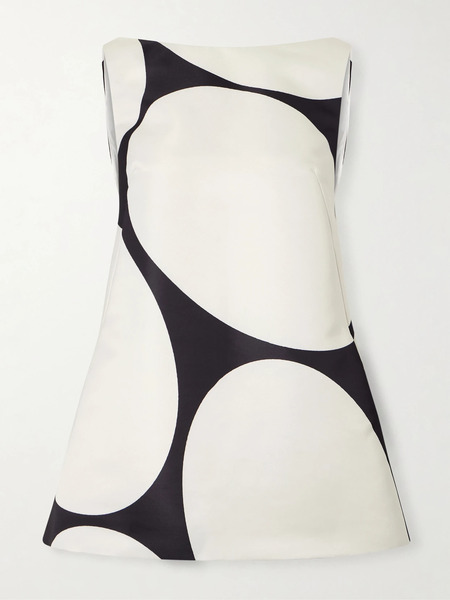  Dries Van Noten Dries Van Noten - Polka-dot Duchesse-satin Mini Dress - Black 