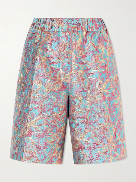 Dries Van Noten Dries Van Noten - Printed Cotton-blend Jacquard Shorts - Blue 