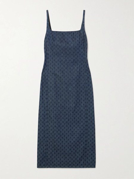 Dries Van Noten Dries Van Noten - Printed Denim Midi Dress - Dark Denim 