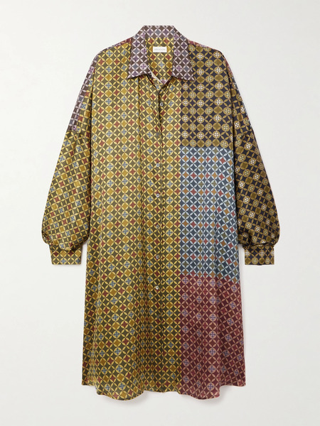  Dries Van Noten Dries Van Noten - Printed Satin Shirt Dress - Multi 