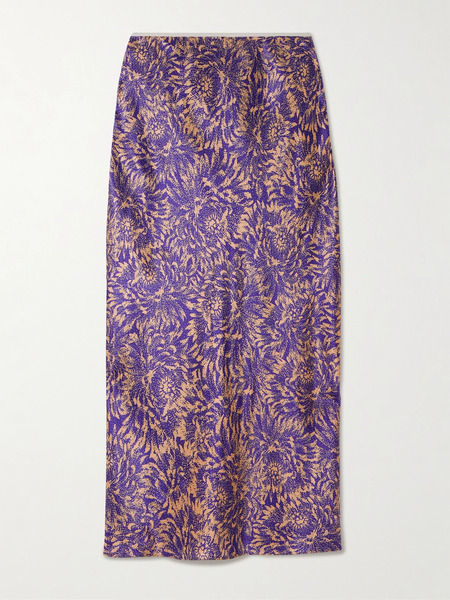  Dries Van Noten Dries Van Noten - Printed Silk Midi Skirt - Purple 