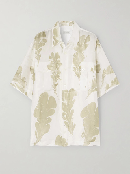  Dries Van Noten Dries Van Noten - Printed Silk-satin Shirt - White 