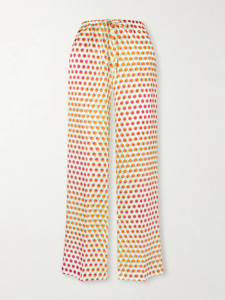  Dries Van Noten Dries Van Noten - Printed Silk-satin Wide-leg Pants - Ecru 