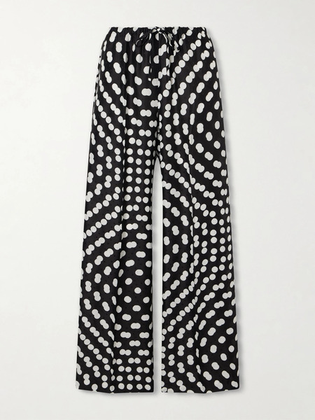  Dries Van Noten Dries Van Noten - Puvis Polka-dot Satin Straight-leg Pants - Black 