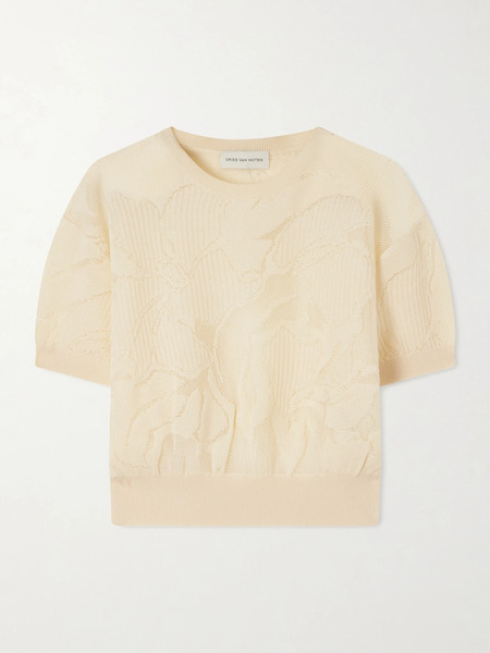  Dries Van Noten Dries Van Noten - Ribbed-knit Cotton-blend Sweater - Cream 