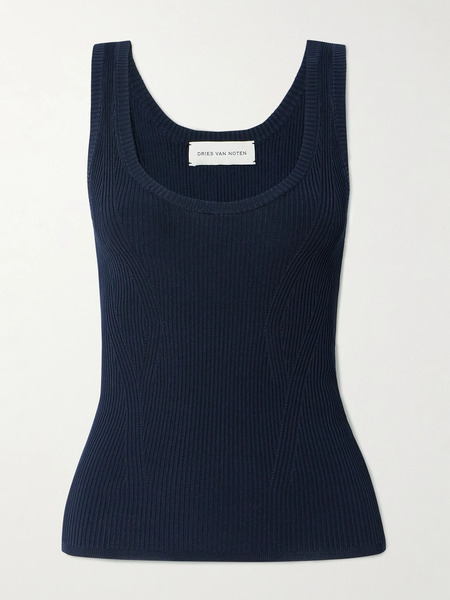  Dries Van Noten Dries Van Noten - Ribbed Stretch-knit Tank - Blue 