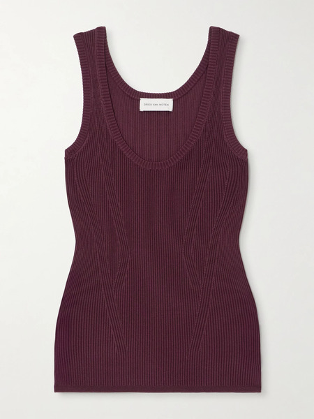  Dries Van Noten Dries Van Noten - Ribbed Stretch-knit Tank - Burgundy 
