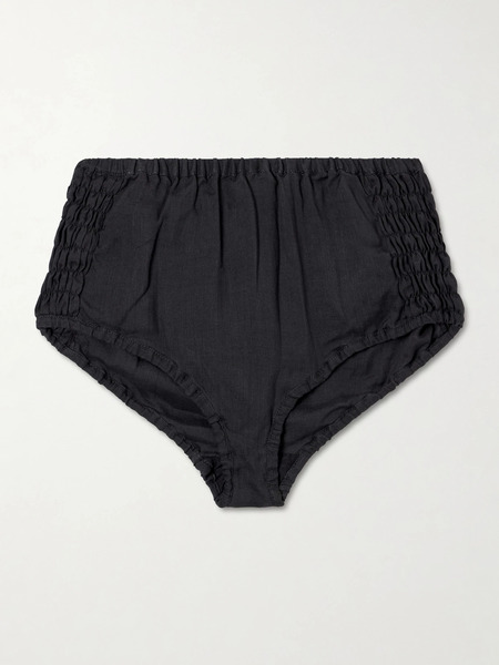  Dries Van Noten Dries Van Noten - Ruched Ramie Shorts - Black 
