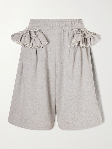  Dries Van Noten Dries Van Noten - Ruffled Cotton-jersey Shorts - Gray 