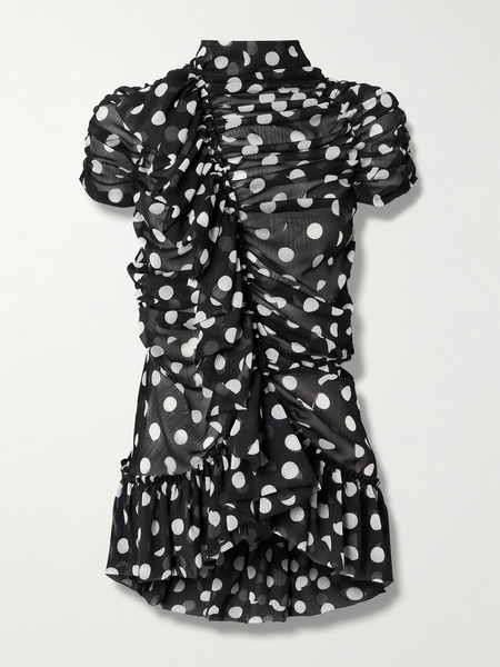  Dries Van Noten Dries Van Noten - Ruffled Polka-dot Crepon Blouse - Black 