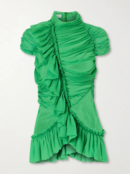  Dries Van Noten Dries Van Noten - Ruffled Silk-chiffon Blouse - Bright Green 