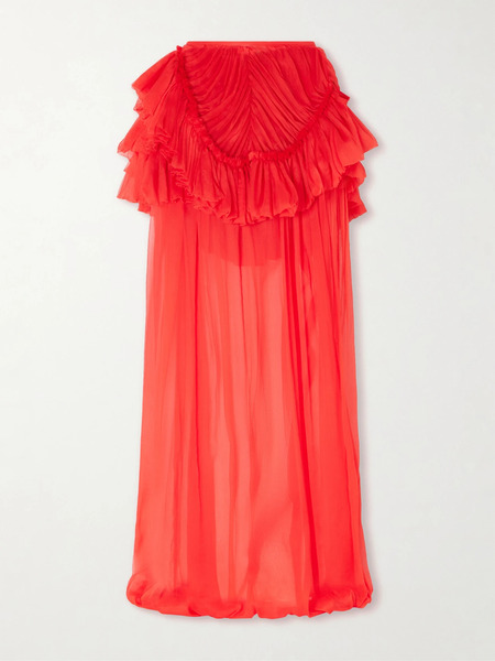  Dries Van Noten Dries Van Noten - Shelby Ruffled Silk-chiffon Maxi Skirt - Red 