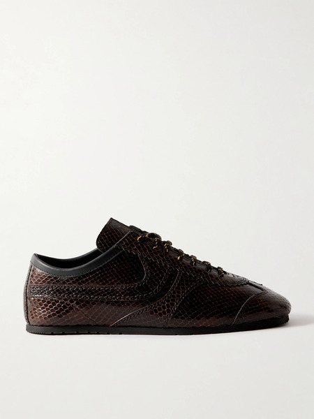  Dries Van Noten Dries Van Noten - Snake-effect Leather Sneakers - Dark Brown 