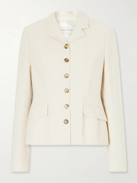  Dries Van Noten Dries Van Noten - Striped Cotton-blend Blazer - Ecru 
