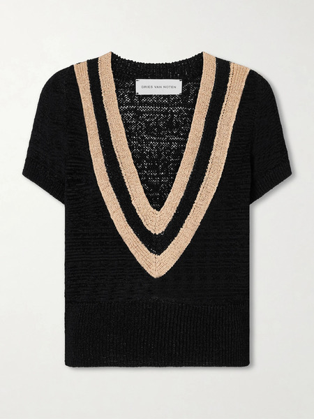  Dries Van Noten Dries Van Noten - Striped Knitted Sweater - Black 