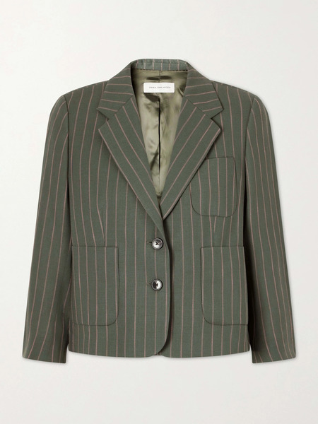  Dries Van Noten Dries Van Noten - Striped Wool-blend Twill Blazer - Light Green 