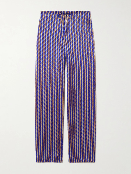  Dries Van Noten Dries Van Noten - Stroped Devoré-velvet Straight-leg Pants - Purple 
