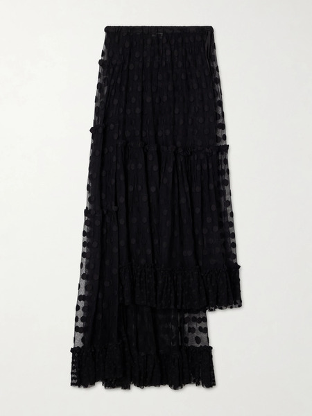  Dries Van Noten Dries Van Noten - Sunia Embroidered Cotton-blend Mesh Maxi Skirt - Black 