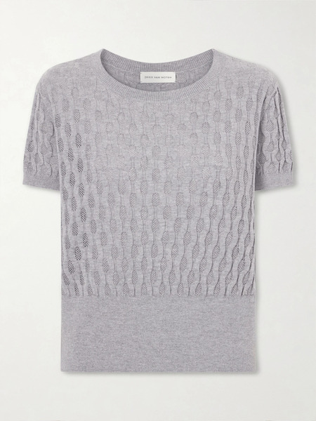  Dries Van Noten Dries Van Noten - Target Pointelle Merino Wool Sweater - Gray 