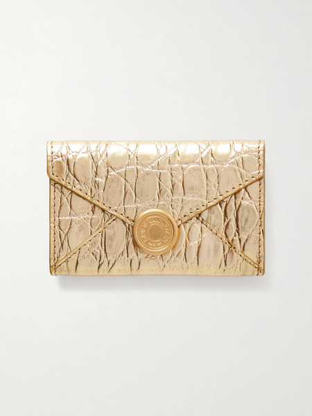  Dries Van Noten Dries Van Noten - Textured Metallic Croc-effect Leather Wallet - Gold 