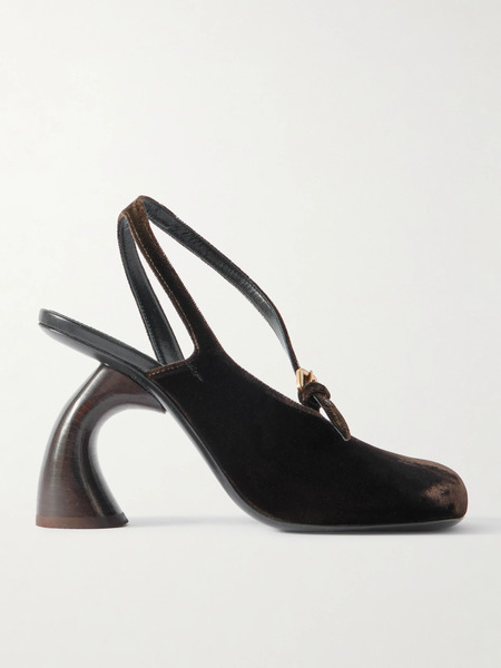  Dries Van Noten Dries Van Noten - Velvet Slingback Pumps - Dark Brown 