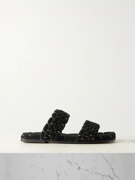  Dries Van Noten Dries Van Noten - Woven Metallic Suede Slides - Black 