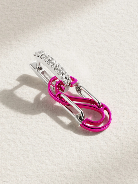  Eéra Eéra - White Gold, Silver And Diamond Single Hoop Earring - Pink 