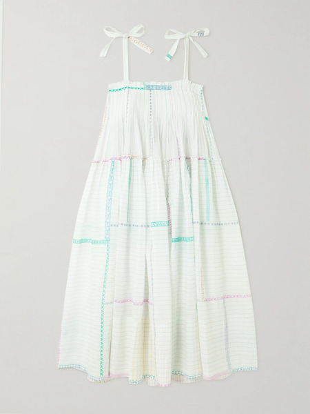  Eka Eka - Riley Ruffled Printed Cotton And Silk-blend Voile Midi Dress - White 