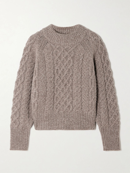  Emilia Wickstead Emilia Wickstead - Emory Cropped Cable-knit Wool-blend Sweater - Beige 