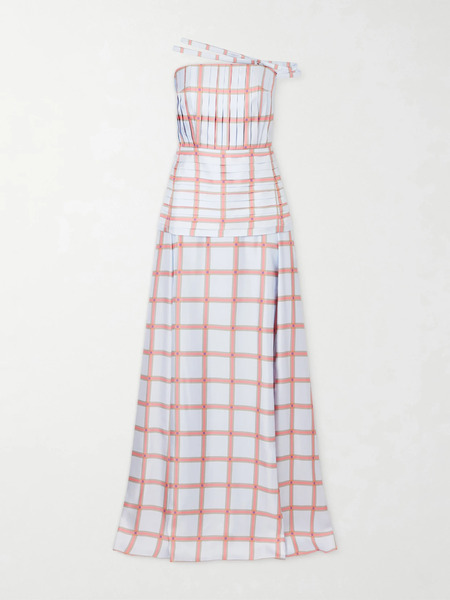  Emilia Wickstead Emilia Wickstead - Estella Pleated Checked Silk-twill Gown - Multi 
