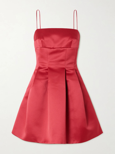  Emilia Wickstead Emilia Wickstead - Honor Pleated Duchesse-satin Mini Dress - Red 