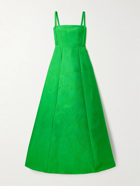  Emilia Wickstead Emilia Wickstead - Mathilde Pleated Cloqué Gown - Green 