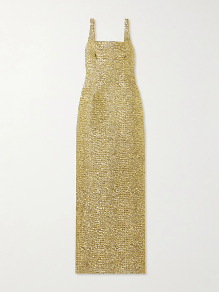  Emilia Wickstead Emilia Wickstead - Micheline Metallic Seersucker Gown - Gold 