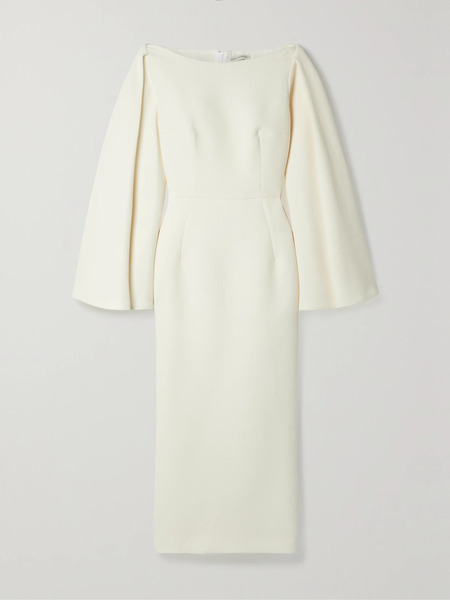  Emilia Wickstead Emilia Wickstead - Switzy Cape-effect Cloqué Midi Dress - Ivory 